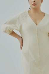 Raglan Puff Sleeves Midi Dress